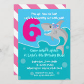 Girl Shark Bite Invite- 6th Birthday Party Invitation (Front/Back)