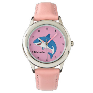 Girl Shark Ocean Fish Cute Modern Pink Kids Watch