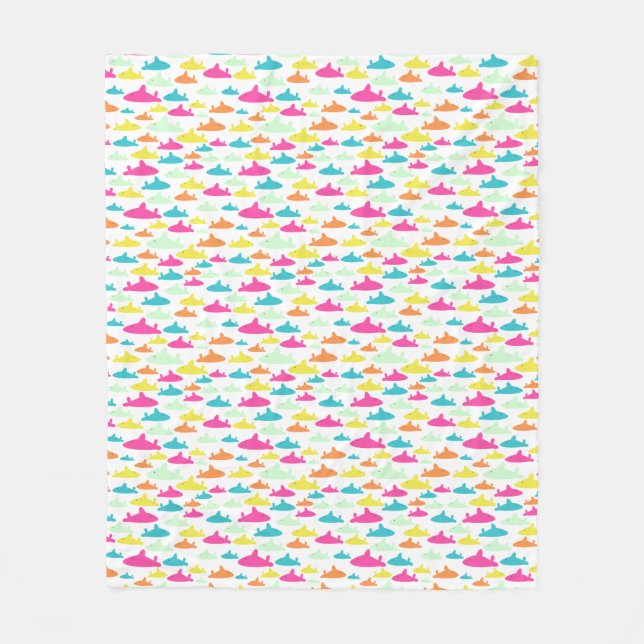 Girl Shark Pattern Fleece Blanket (Front)