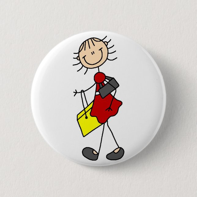 Girl Shopping Button (Front)