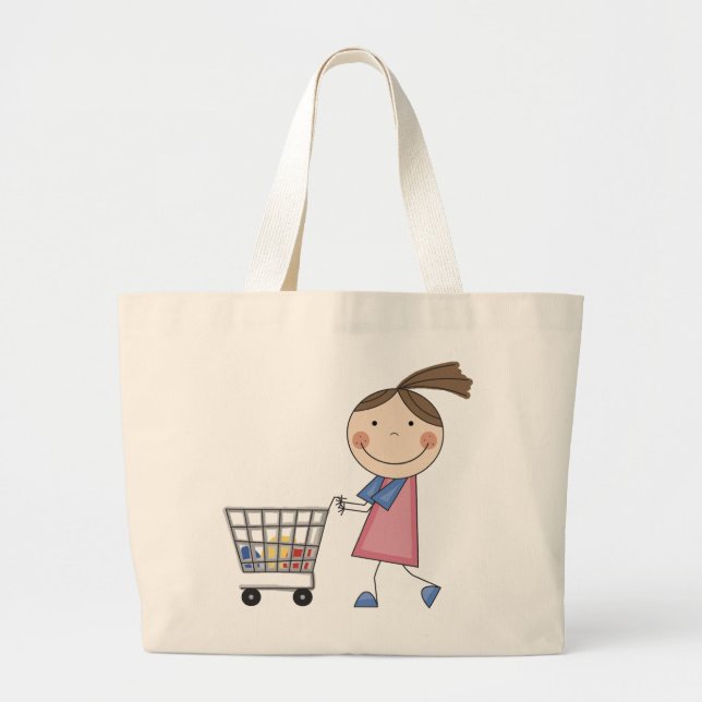 Girl Shopping T-shirts and Gifts Large Tote Bag (Front)