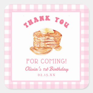 Girl Short Stack Pancake Birthday Thank You Square Sticker