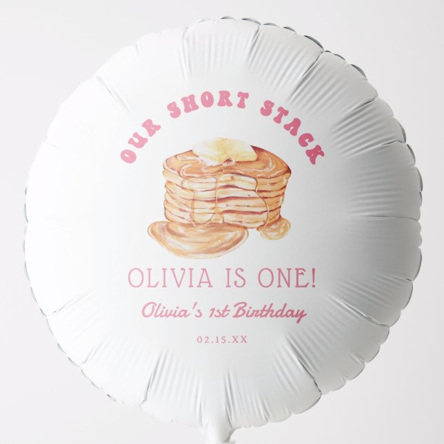 Girl Short Stack Pancake Breakfast Birthday Party Balloon (Front)