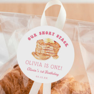 Girl Short Stack Pancake Breakfast Birthday Party Classic Round Sticker