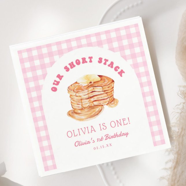 Girl Short Stack Pancake Breakfast Birthday Party Napkins (Creator Uploaded)
