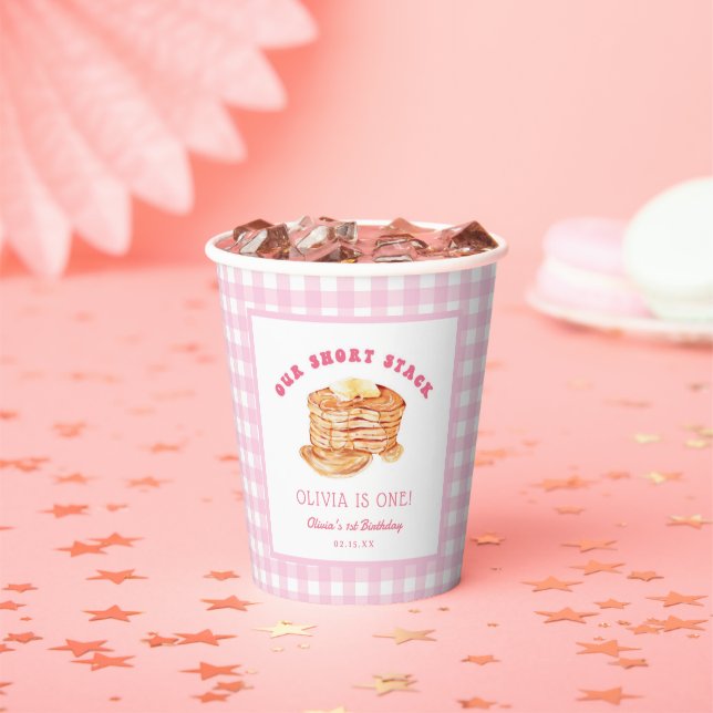 Girl Short Stack Pancake Breakfast Birthday Party Paper Cups (Insitu)
