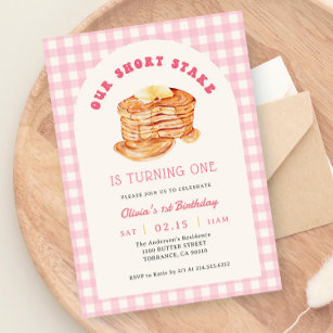 Girl Short Stake Pancake Breakfast Birthday Party Invitation