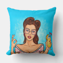 Girl showing Sign OK Throw Pillow