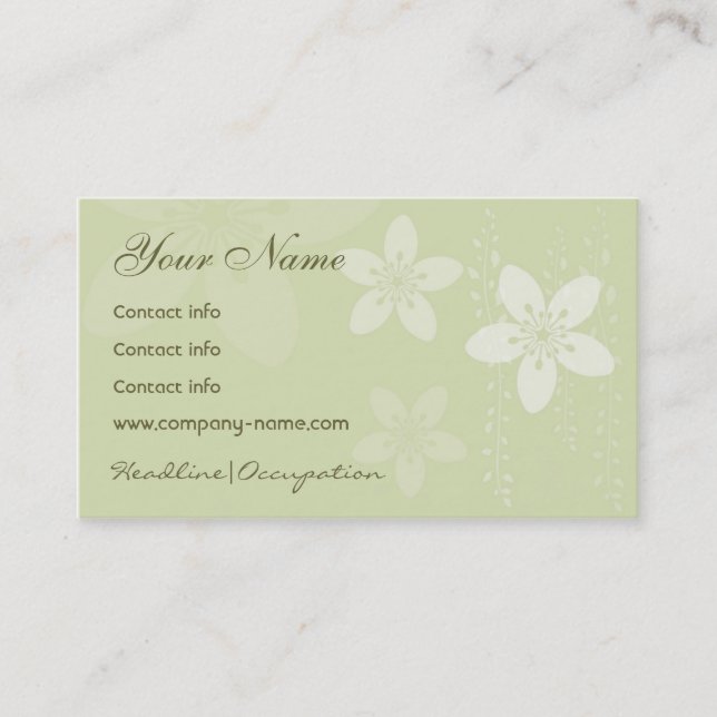 Girl Silhouette and Flowers Business Card (Front)