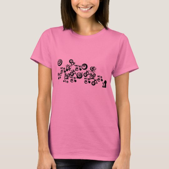 Girl Silhouette Blowing Bubbles Black White T-Shirt