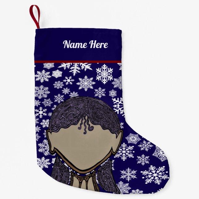 Girl Silhouette Xmas stocking. Small Christmas Stocking (Front)