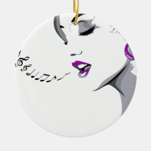 Girl Singing Ceramic Ornament