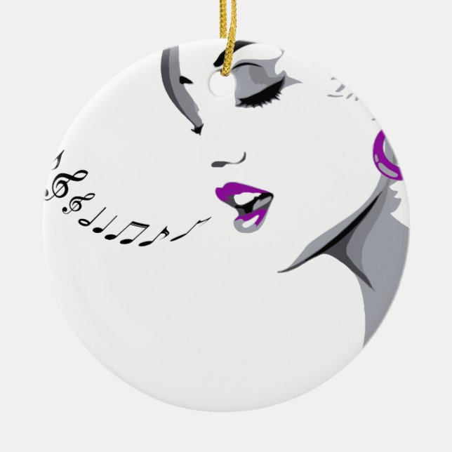 Girl Singing Ceramic Ornament (Front)