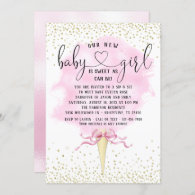 Girl Sip and See Cotton Candy Baby Shower Invitation