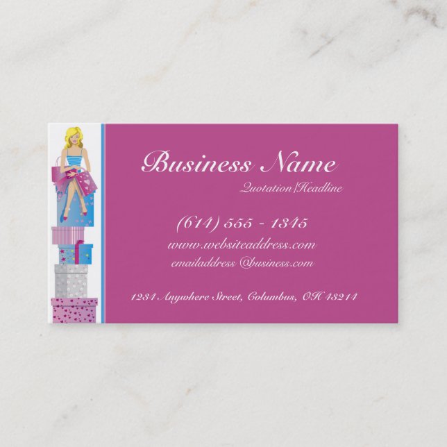 Girl Sitting on Packages Business Card (Front)