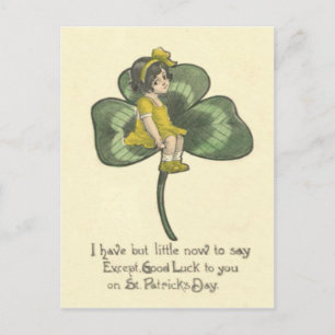 Girl Sitting On Shamrock Postcard