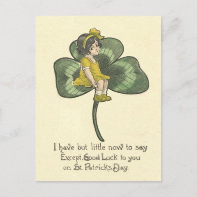 Girl Sitting On Shamrock Postcard (Front)