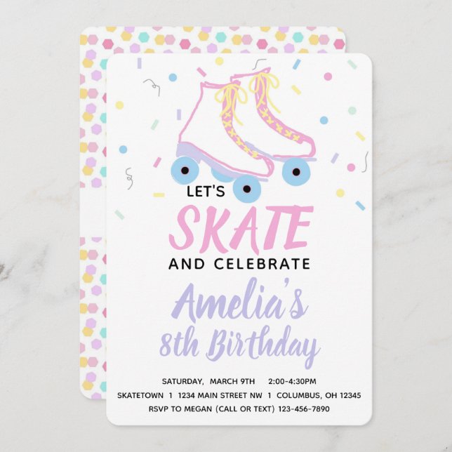 Girl Skate Birthday Party  Invitation (Front/Back)