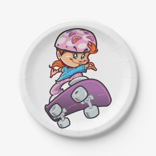 Girl Skateboarder Paper Plates