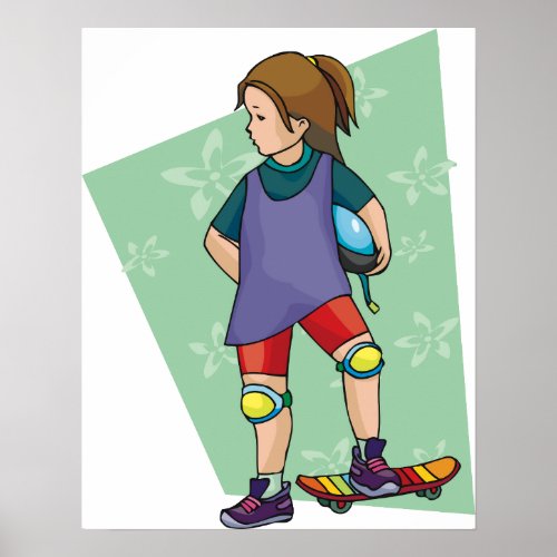 Girl Skateboarder Poster