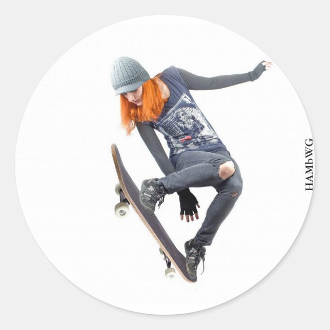 Girl  Skateboarder Sticker HAMbyWG (Front)