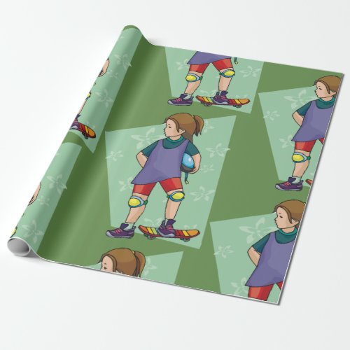 Girl Skateboarder Wrapping Paper