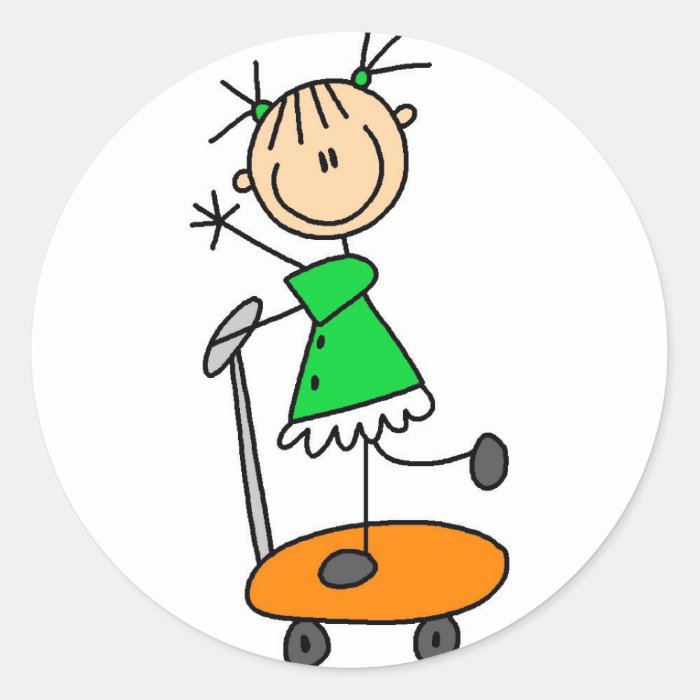 Girl Skateboarding Stickers Sticker | Zazzle