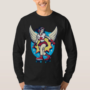 Girl Skating Wings Roller Derby T-Shirt