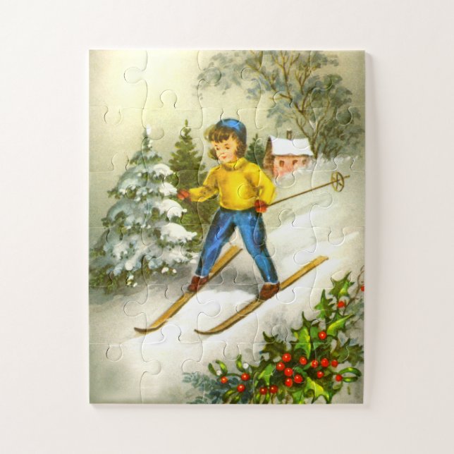 Girl ski-ing jigsaw puzzle (Vertical)