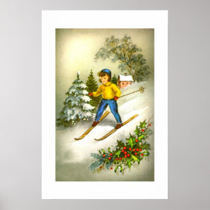 Girl ski-ing poster