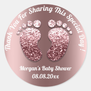 Girl Skinny Feet Baby Shower Favor Thank You Classic Round Sticker