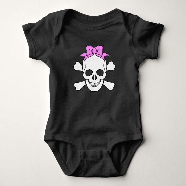 GIRL SKULL AND CROSSBONES BABY BODYSUIT (Front)
