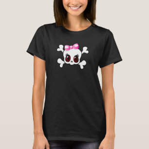 Girl Skull And Crossbones Cute Goth Design T-Shirt