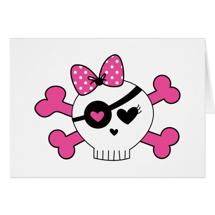 Girl Skull And Crossbones Greeting Cards