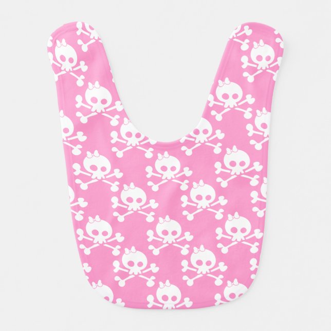 Girl Skull And Crossbones Pattern Baby Bib (Front)
