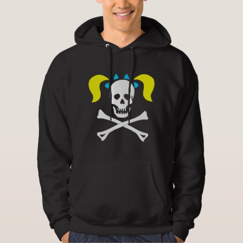 Girl Skull  Crossbones With Pigtails Dark Woman Hoodie