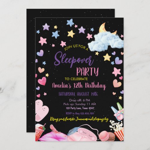 Girl Sleepover Party Teen Kids Slumber Birthday In Invitation