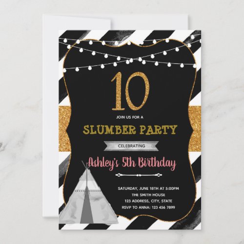 Girl slumber 10th party Invitation