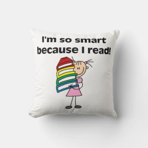 Girl Smart Because I Read Throw Pillow