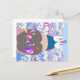 girl smile holiday postcard