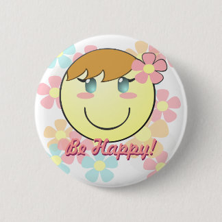 Girl Smiley Button