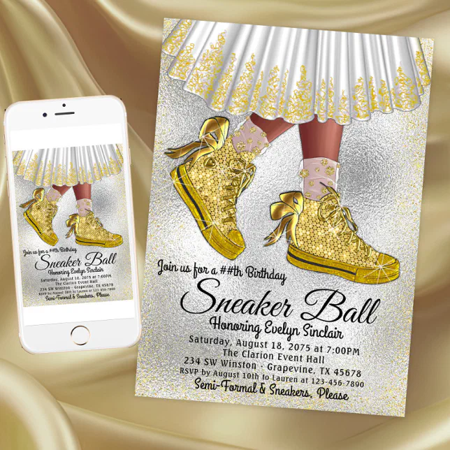 Girl Sneaker Ball Birthday Party Invitation | Zazzle