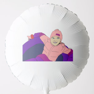 Girl Snow Tubing Balloon