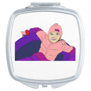 Girl Snow Tubing Compact Mirror