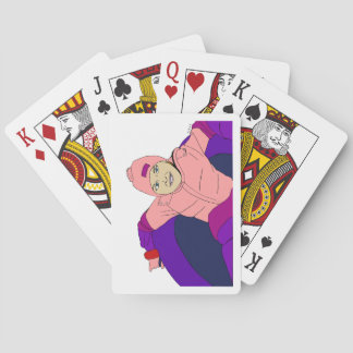 Girl Snow Tubing Poker Cards