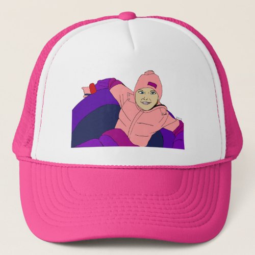Girl Snow Tubing Trucker Hat