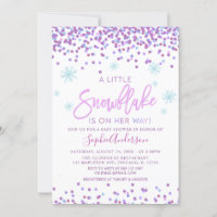 Girl Snowflake Winter Baby Shower Invitation