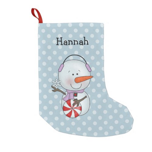 Girl Snowman Personalized Small Christmas Stocking