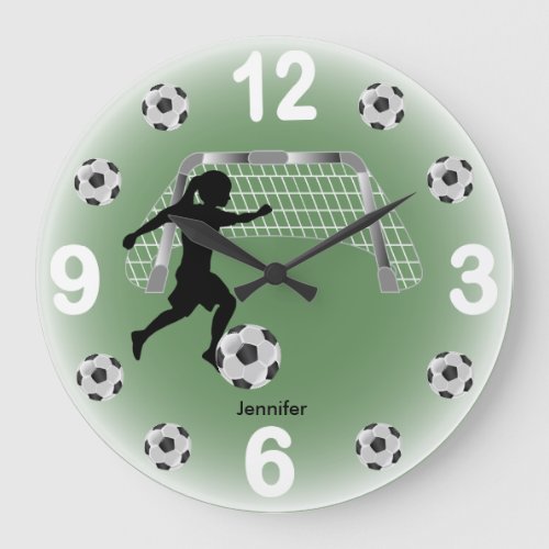 Girl Soccer Ball Player Large Clock