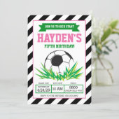 Girl Soccer Birthday Party Invitation (Standing Front)
